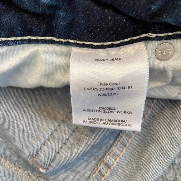 Silver Jeans Co. Elyse Capri Womens Jeans Distressed blue stretchy Denim size 29 - Picture 6 of 11